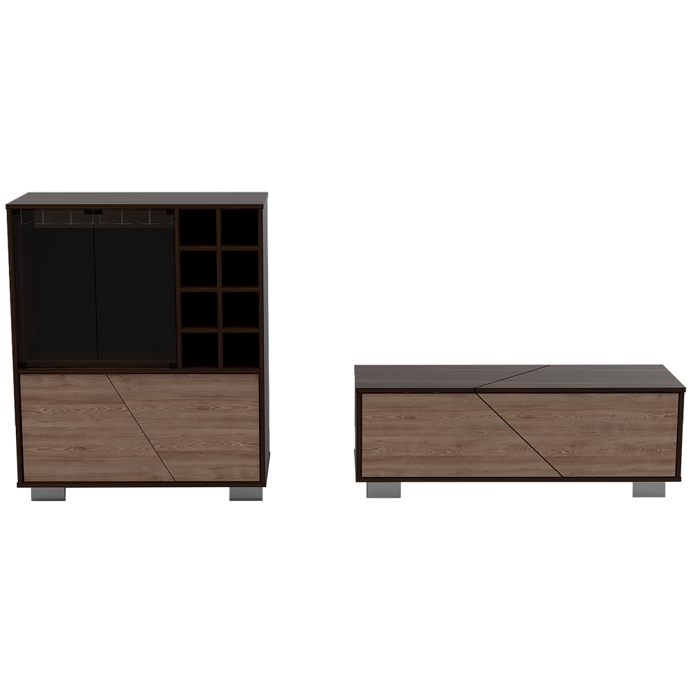 SET MUEBLE BAR TUHOME FRAKTAL MADERA + MESA CENTRO HABANO MIEL - 2