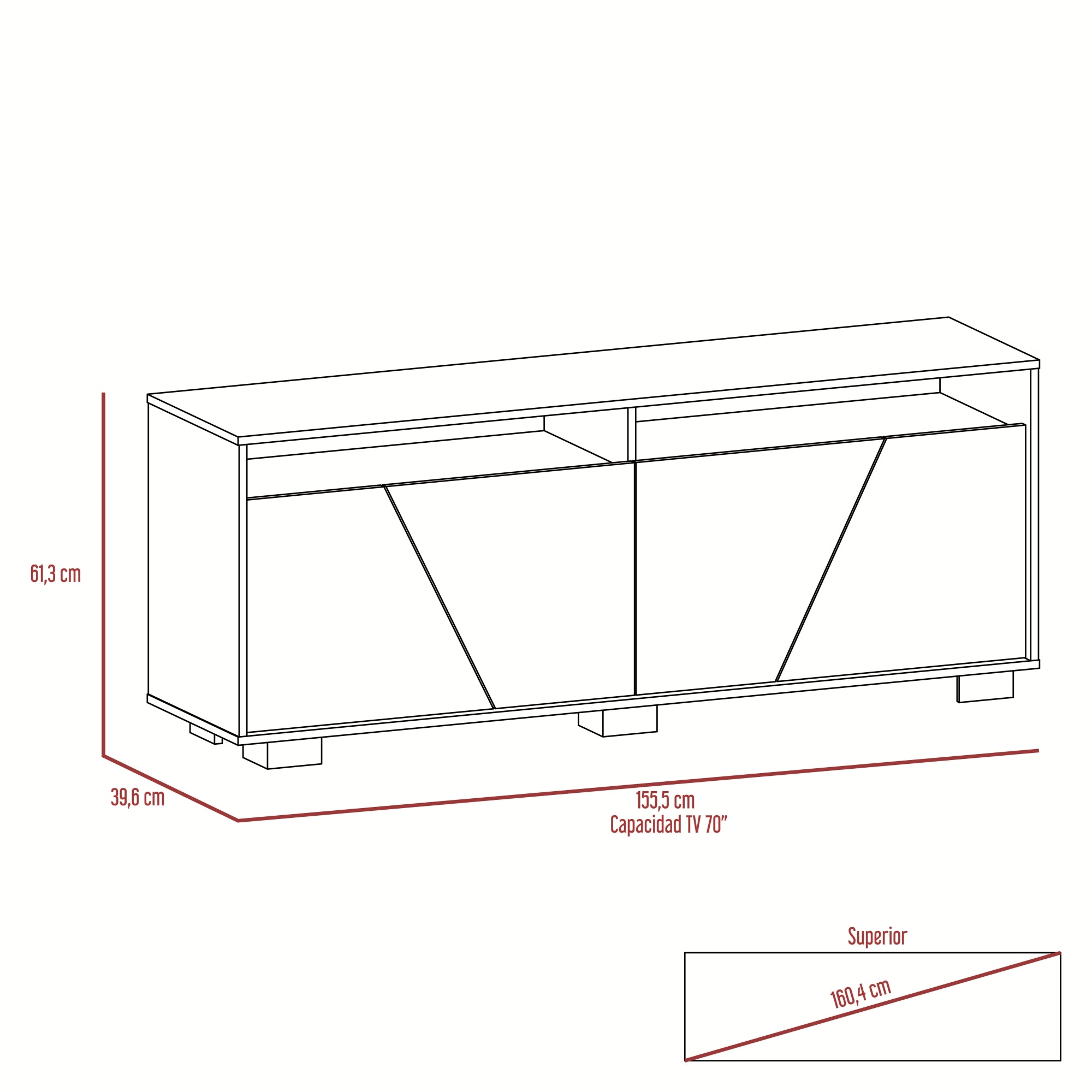 SET TUHOME FRAKTAL RACK TV70 + ARRIMO + MESA CENTRO HABANO MIEL - 6