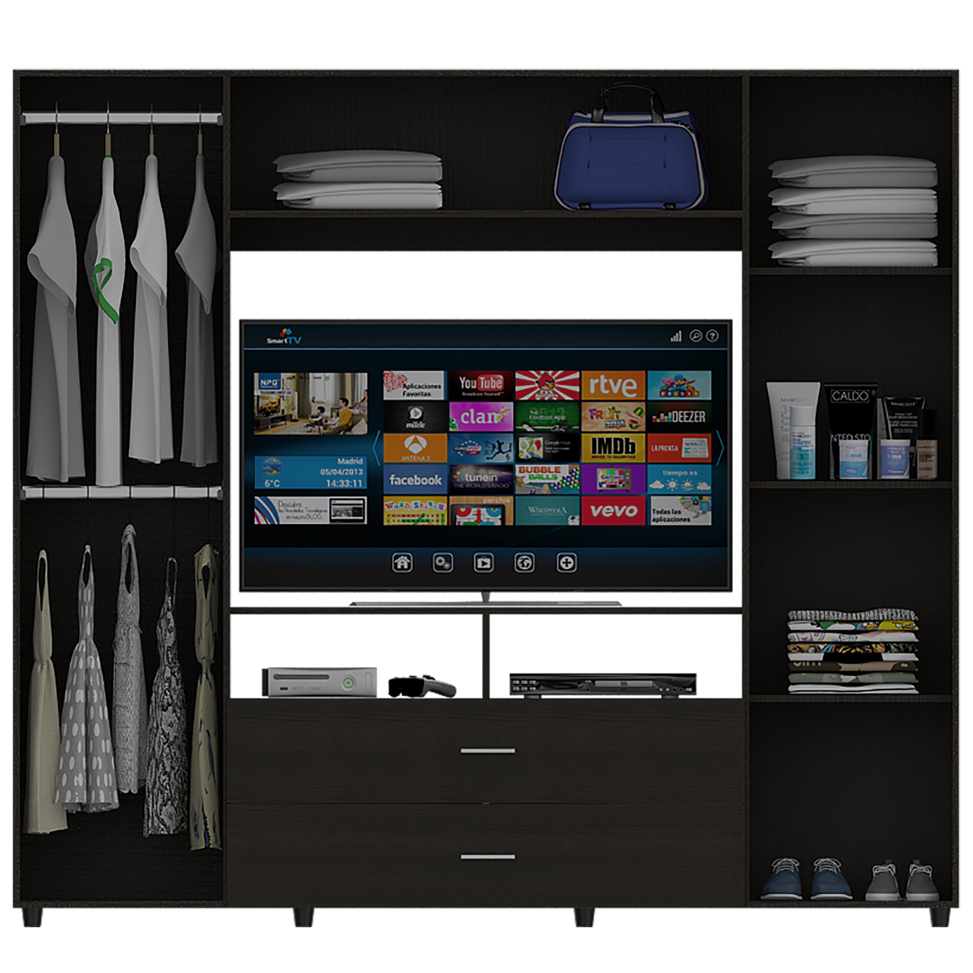 TUHOME CLOSET MANILA Z-200 6 PUERTAS TV46 - WENGUE - 1