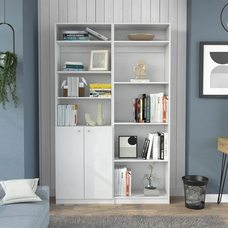 COMBO ESTANTES 9 NIVELES 2 PUERTAS + COMPLEMENTO HOME BLANCO - 1