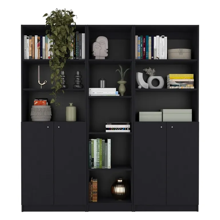 COMBO ESTANTES 4 PUERTAS CON NIVELES HOME WENGUE - 2