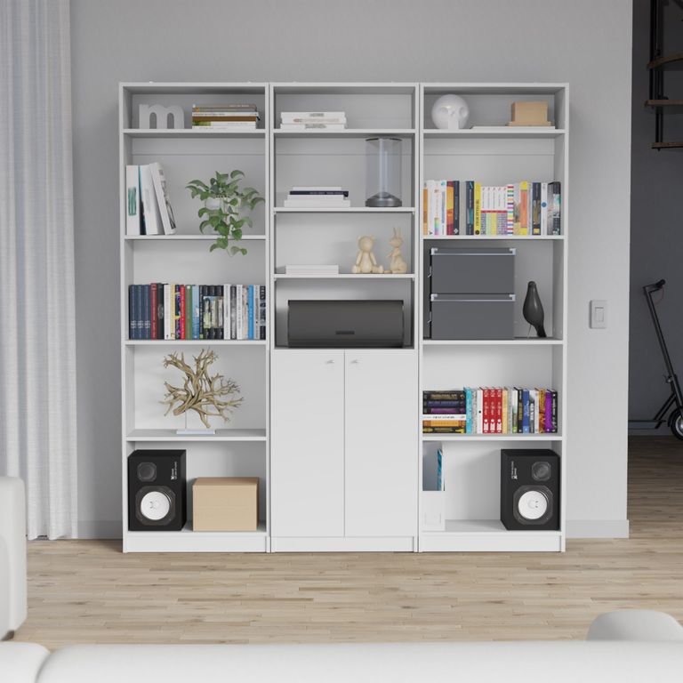 COMBO ESTANTES 14 NIVELES 2 PUERTAS + COMPLEMENTO HOME BLANCO - 1