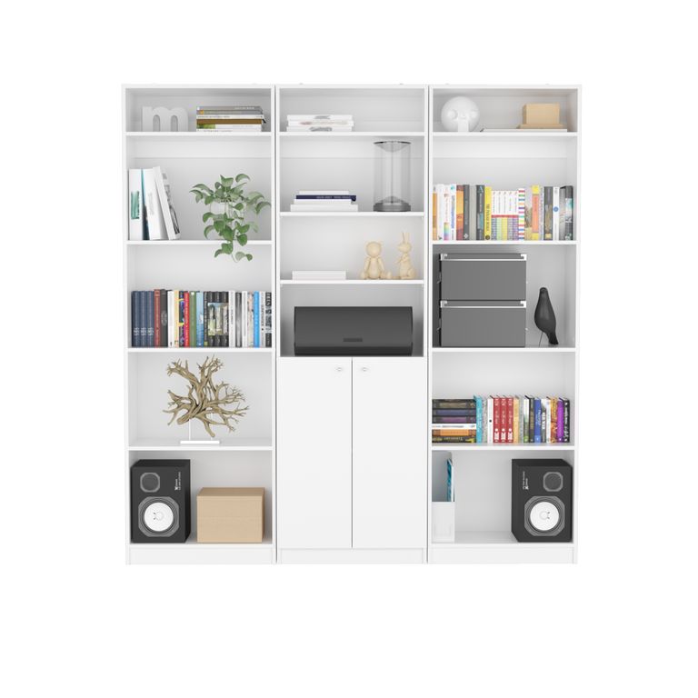 COMBO ESTANTES 14 NIVELES 2 PUERTAS + COMPLEMENTO HOME BLANCO - 2