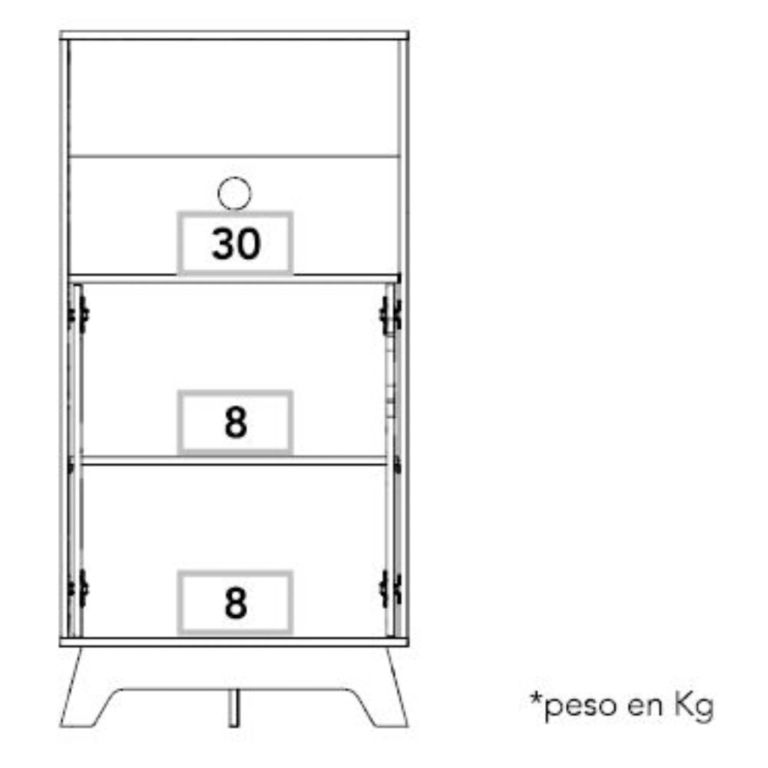 MUEBLE PARA MICROONDAS 2 PUERTAS BI-COLOR BLANCO Y DUNA 130,0X65,0X40,0 CM - 8