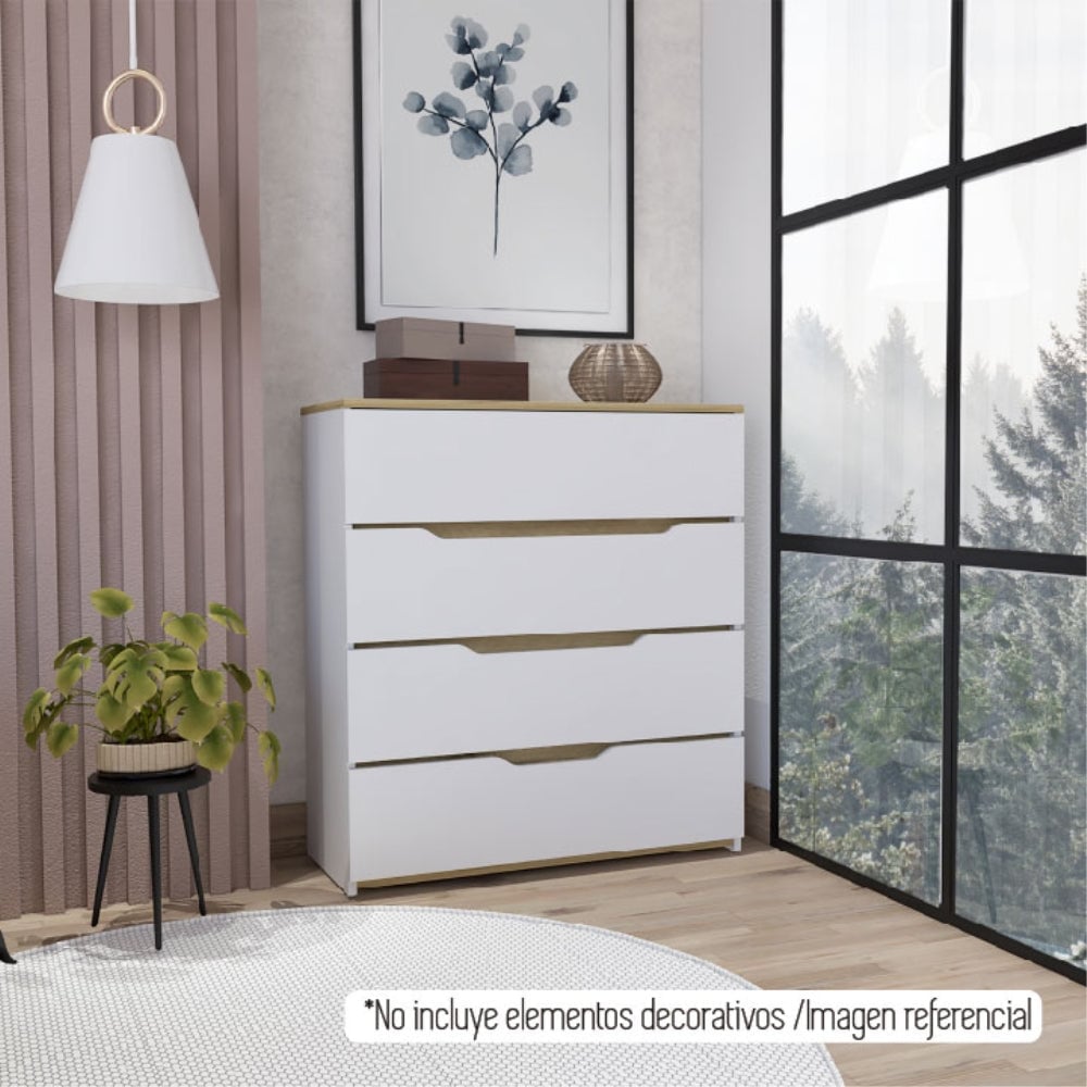COMODA Z-80 BI-COLOR 4 CAJONES - BLANCO / DUNA - 3