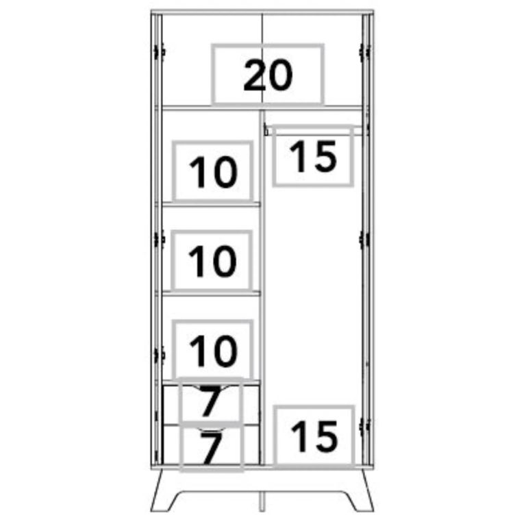 ROPERO Z-81 2 PUERTAS 2 CAJONES BLANCO Y DUNA - 8