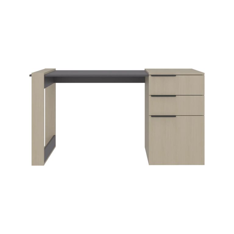 ESCRITORIO RECTO 2 CAJONES 1 PUERTA OFFICE 75,7X142X64,5 CM CARTAGENA Y PLOMO - 4