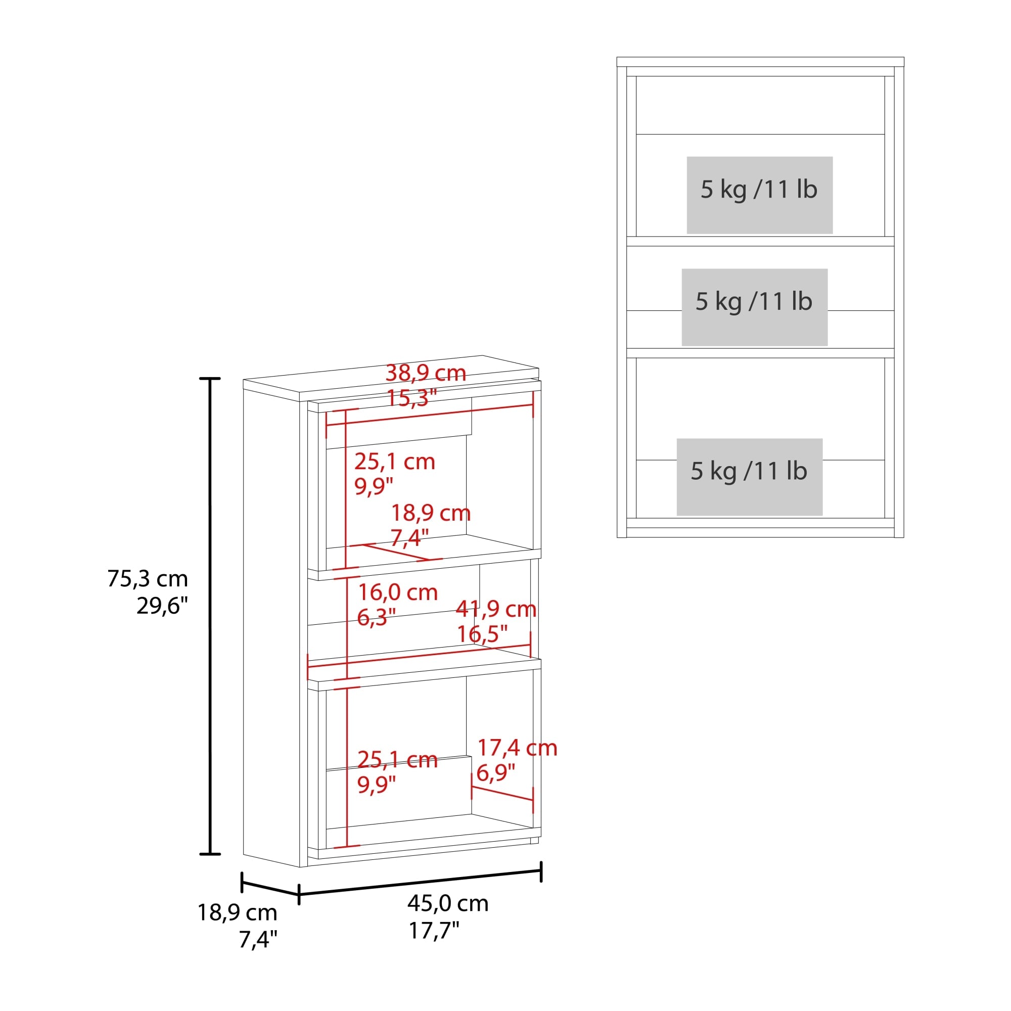 MUEBLE AUXILAR MURO BAÑO ECO 75,3X45X18,9 CM - 6