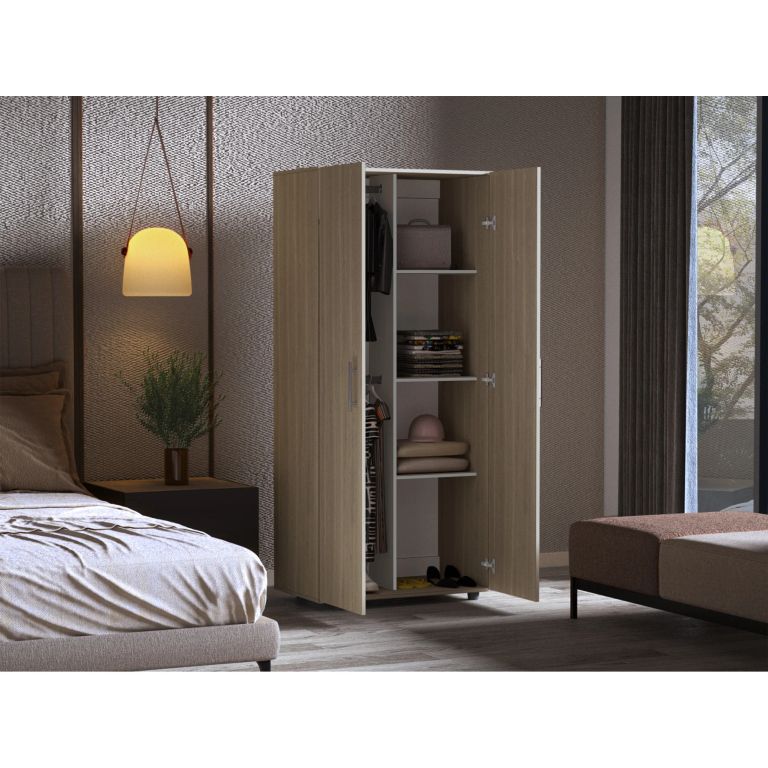 ROPERO TERA 2 PUERTAS CENIZA Y BLANCO 180,0X180,0X48,0 CM - 2