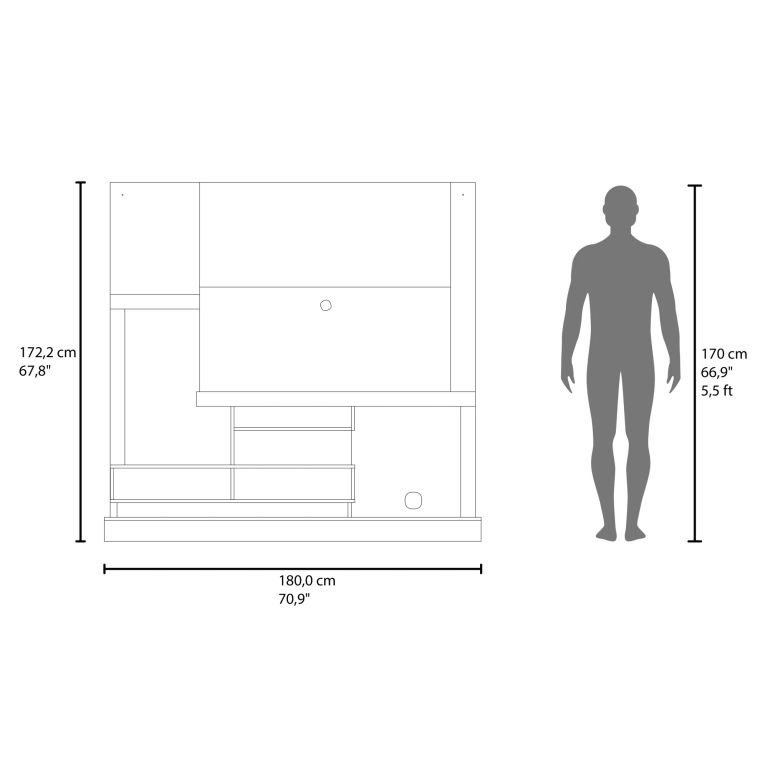 ESTANTE TV 55 ALCACERES 1 PUERTA NOGAL Y MIEL 172,2X180,0X41,5 CM - 8