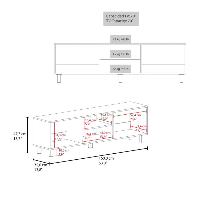 RACK TV70' TUNEZ 47,5X160,X35,0 CM - 6