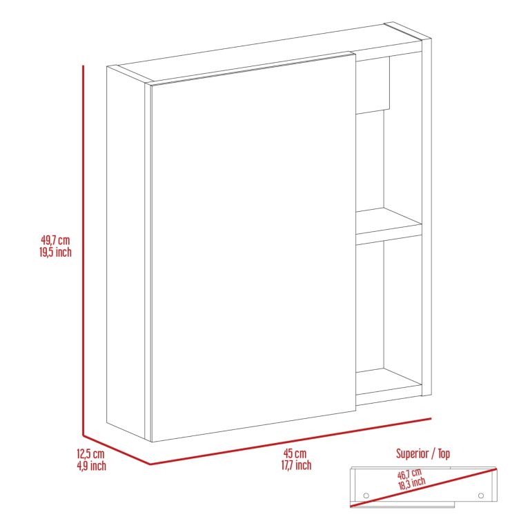 BOTIQUIN 1 PUERTA CON ESPEJO LABELLE WENGUE 49,7X45,0X12,5 CM - 5