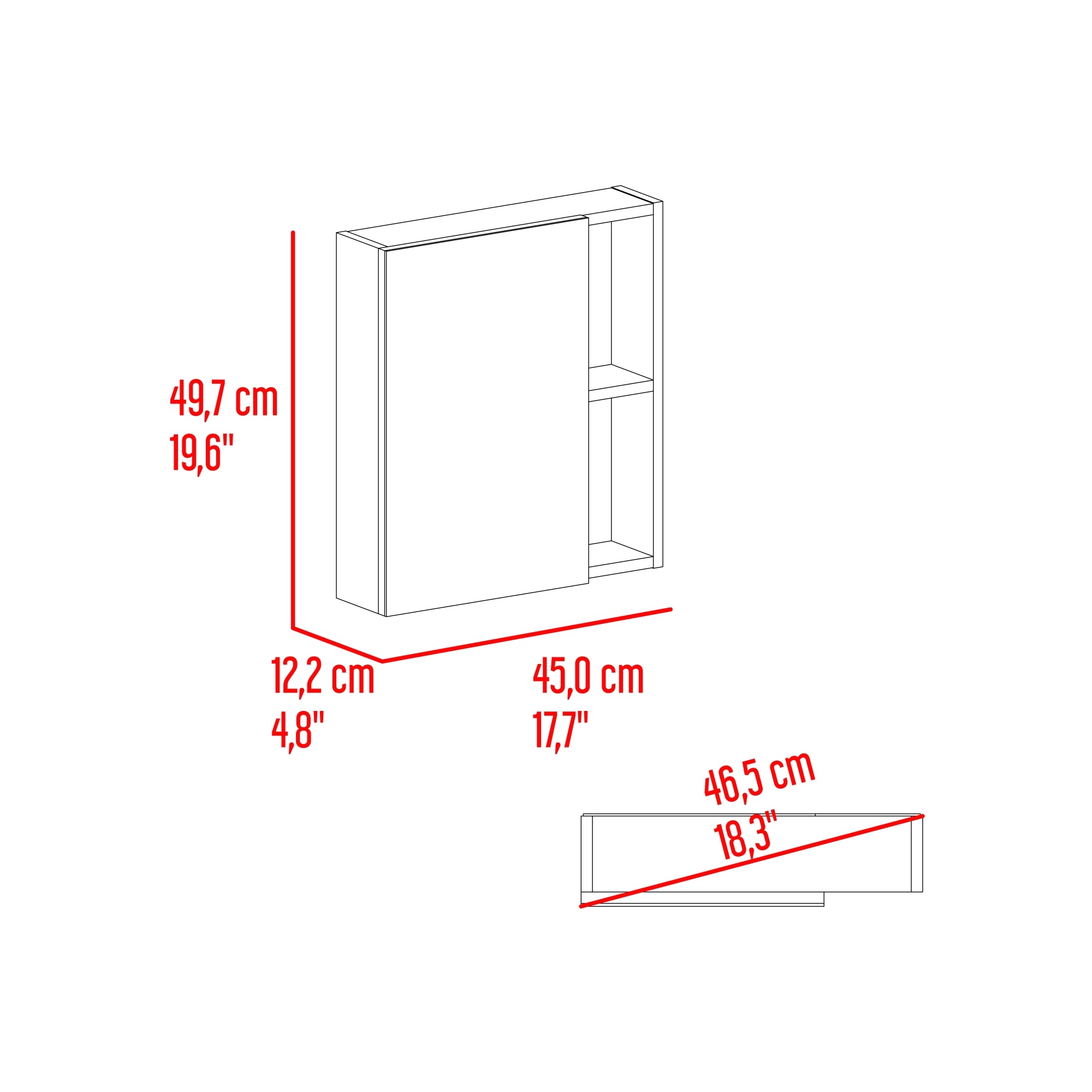 BOTIQUIN 1 PUERTA CON ESPEJO LABELLE WENGUE 49,7X45,0X12,5 CM - 7