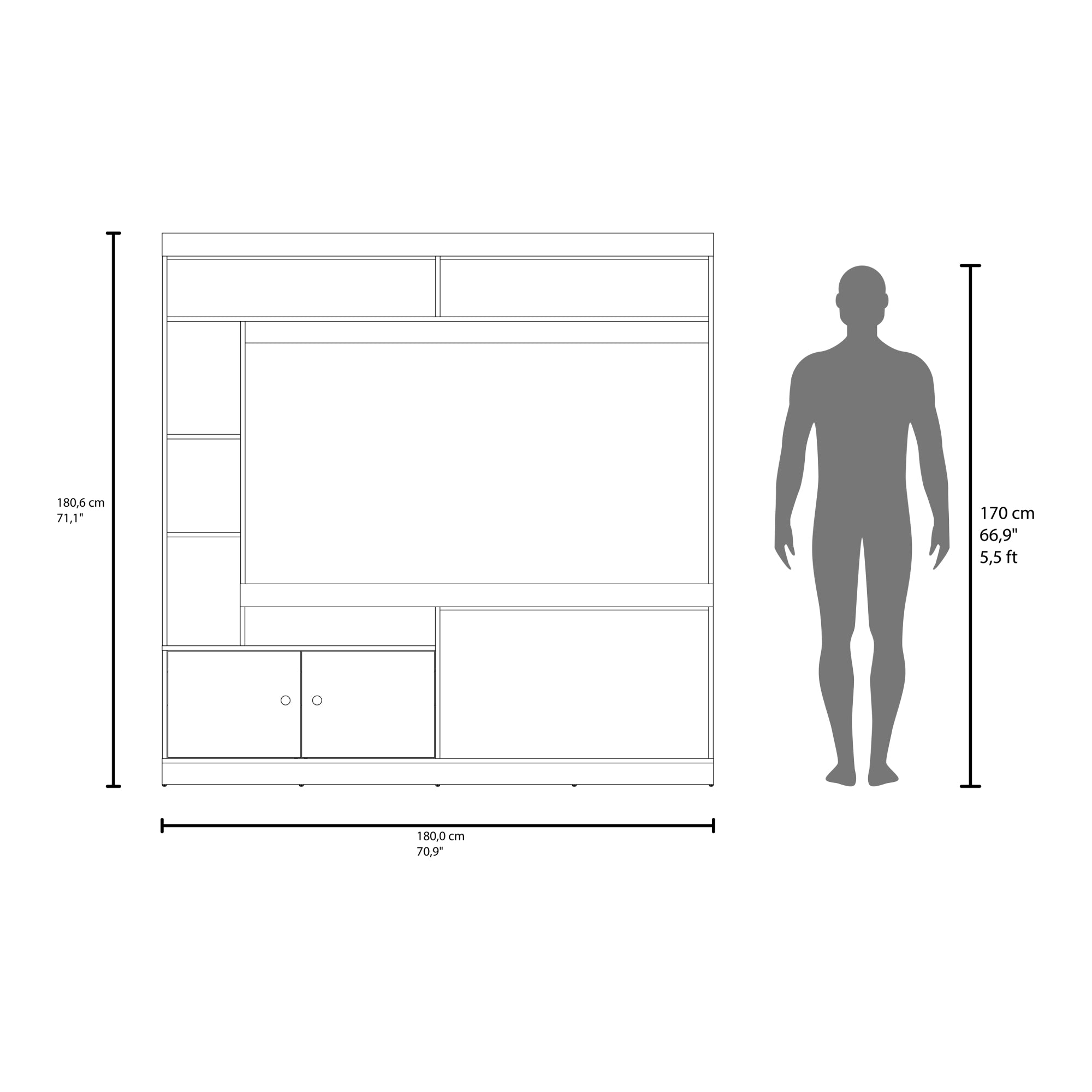 ESTANTE TV65' 2 PUERTAS CLASSIC COLOR 180,6X180,0X30,3 CM CARTAGENA Y WENGUE - 8
