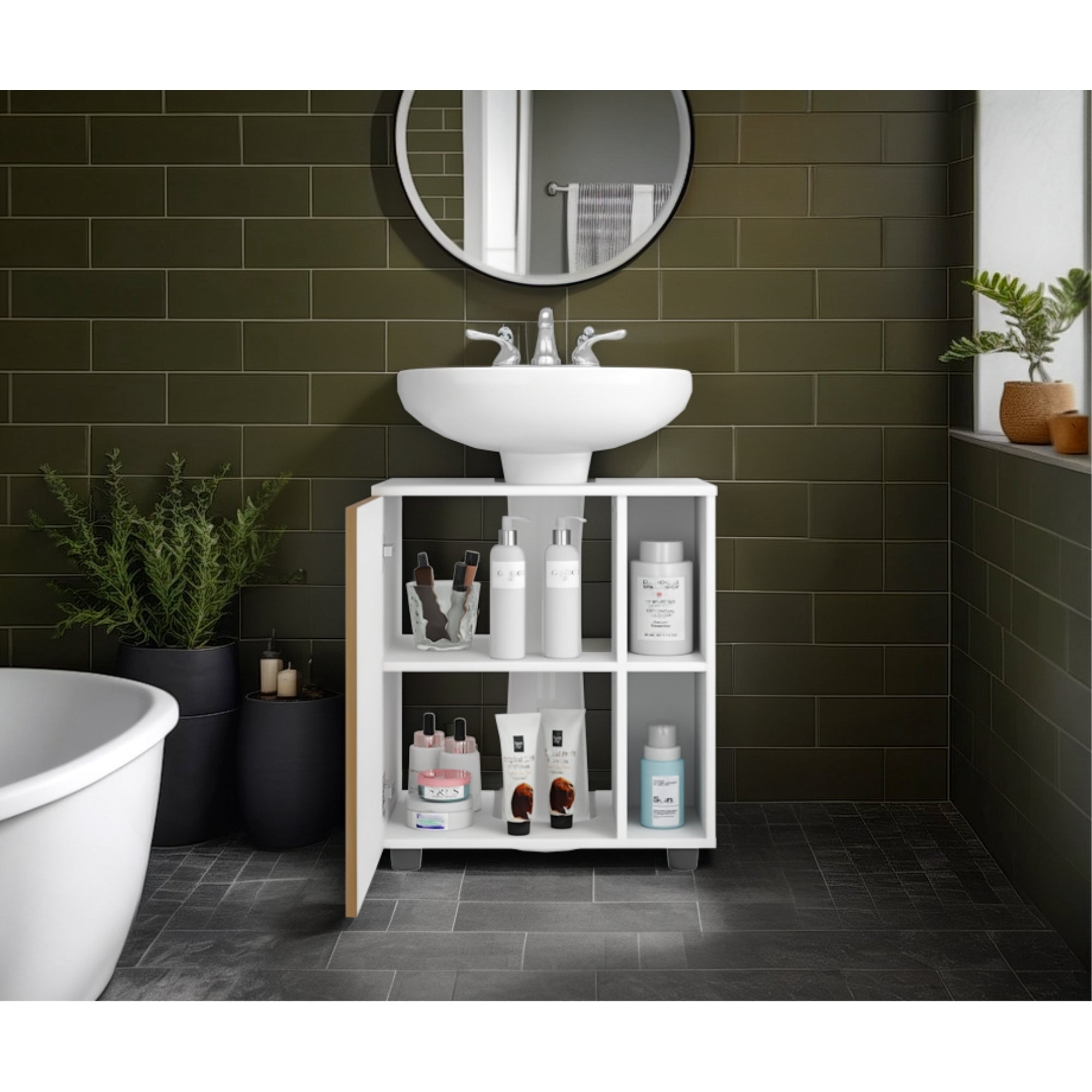 MUEBLE PARA LAVAMANOS 1 PUERTA PASCUALE BLANCO 62,0X55,0X41,3 CM - 5