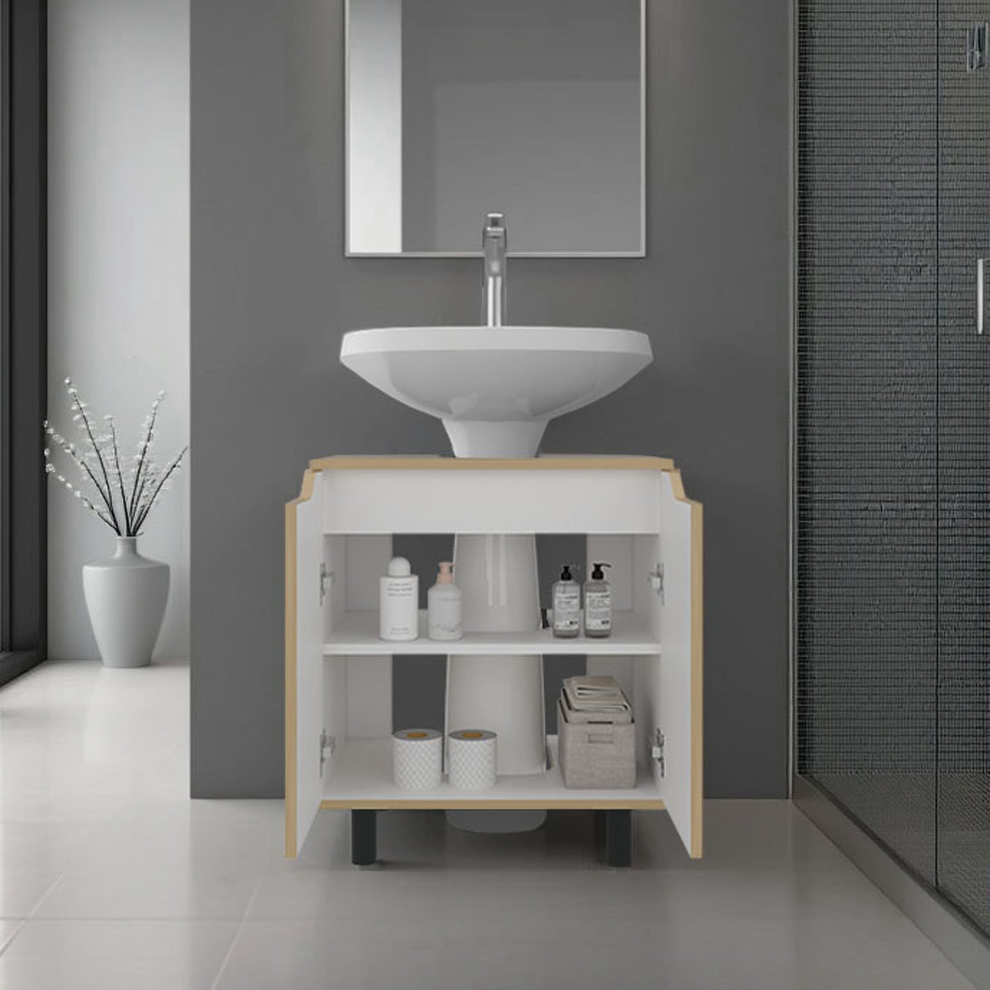 MUEBLE PARA LAVAMANOS 2 PUERTAS MARLO 63,0X55,0X41,3 CM - 6