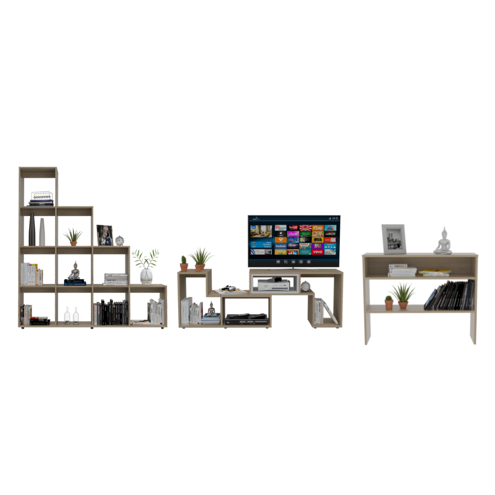 SET TUHOME BEIJING RACK EXTENSIBLE TV40 + BIBLIOTECA ESCALERA + ARRIMO ROVERE - 2