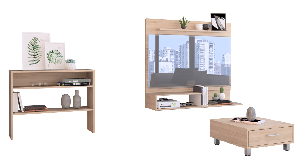 SET TUHOME BEIJING PANEL TV55 + ARRIMO + MESA DE CENTRO ROVERE - 2