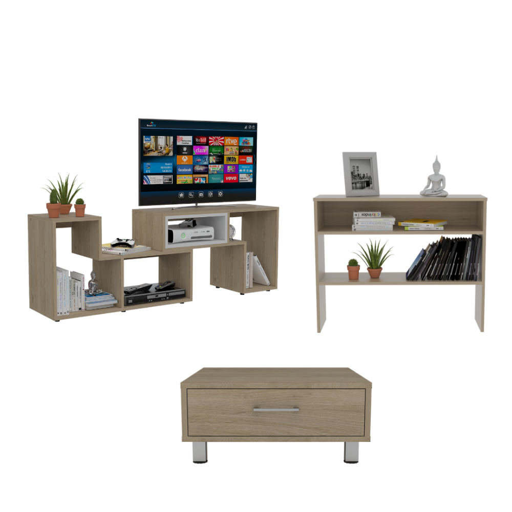 SET TUHOME BEIJING RACK EXTENSIBLE TV40 + ARRIMO + MESA DE CENTRO ROVERE - 2