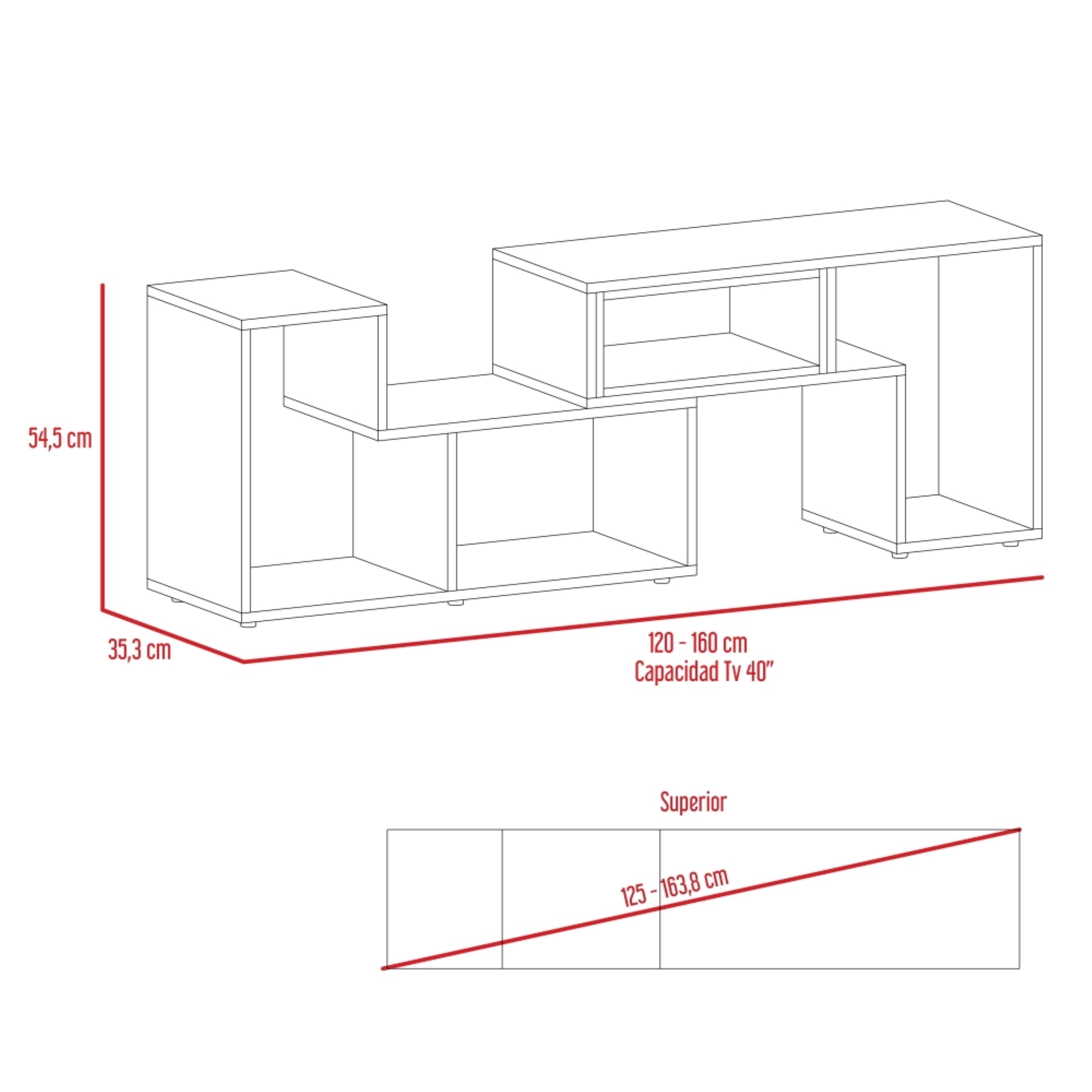 SET TUHOME BEIJING RACK EXTENSIBLE TV40 + ARRIMO + MESA DE CENTRO ROVERE - 7