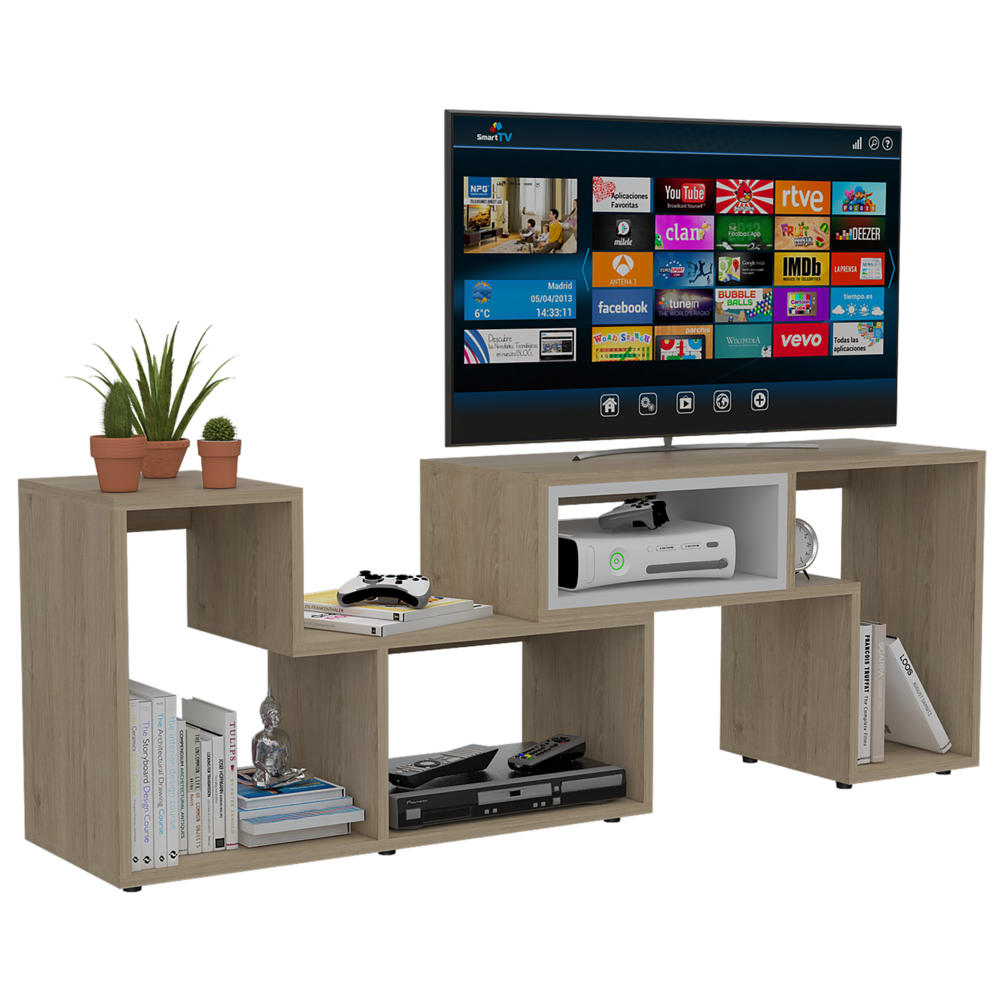 SET TUHOME BEIJING RACK EXTENSIBLE TV40 + BIBLIOTECA ESCALERA + ARRIMO + MESA DE CENTRO ROVERE - 2