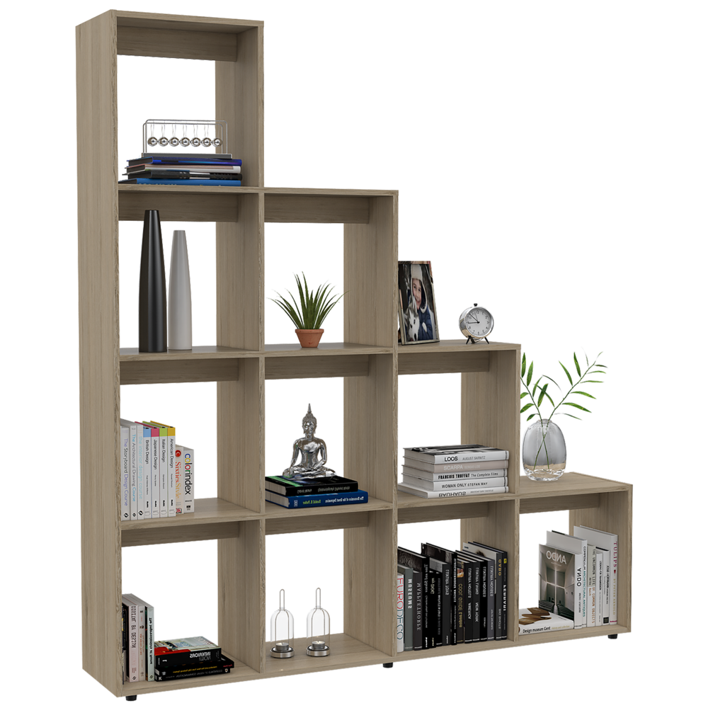 SET TUHOME BEIJING RACK EXTENSIBLE TV40 + BIBLIOTECA ESCALERA + ARRIMO + MESA DE CENTRO ROVERE - 4
