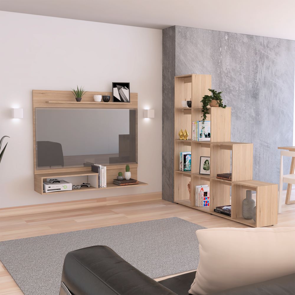 SET TUHOME BEIJING PANEL TV55 + BIBLIOTECA ESCALERA ROVERE - 1