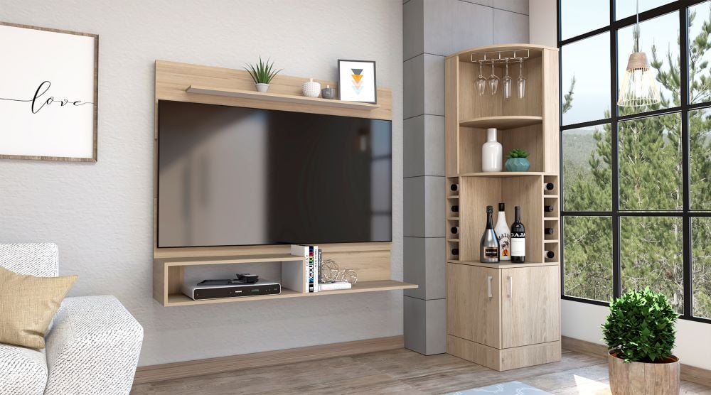COMBO BAR ESQUINERO + PANEL TV 55' BEIJING ROVERE - 1
