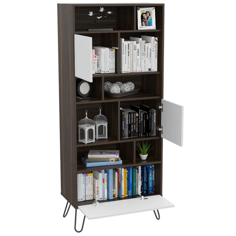 BIBLIOTECA 3 PUERTAS VASSEL CAFÉ Y BLANCO 171,2X72,3X38,6 CM - 3