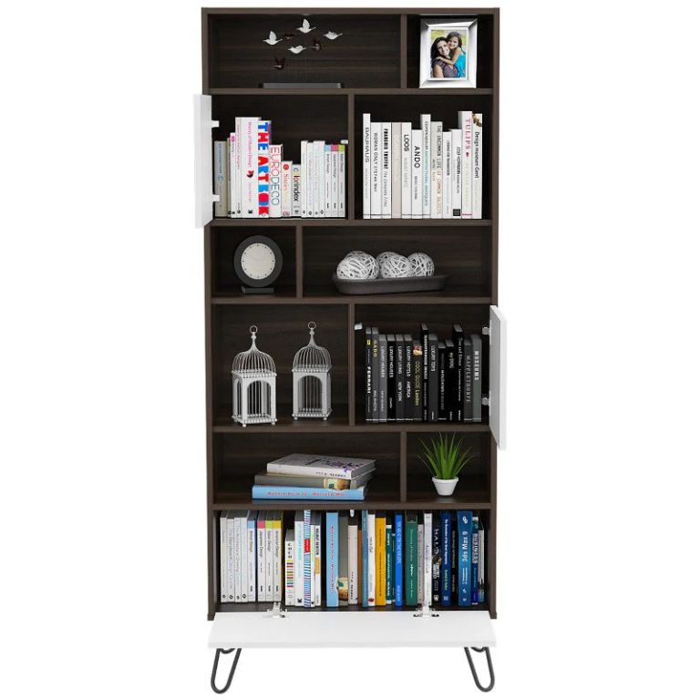 BIBLIOTECA 3 PUERTAS VASSEL CAFÉ Y BLANCO 171,2X72,3X38,6 CM - 4