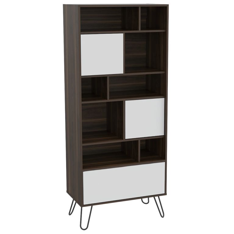 BIBLIOTECA 3 PUERTAS VASSEL CAFÉ Y BLANCO 171,2X72,3X38,6 CM - 5