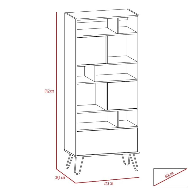 BIBLIOTECA 3 PUERTAS VASSEL CAFÉ Y BLANCO 171,2X72,3X38,6 CM - 7