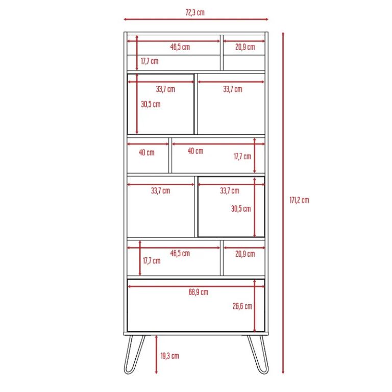 BIBLIOTECA 3 PUERTAS VASSEL CAFÉ Y BLANCO 171,2X72,3X38,6 CM - 8