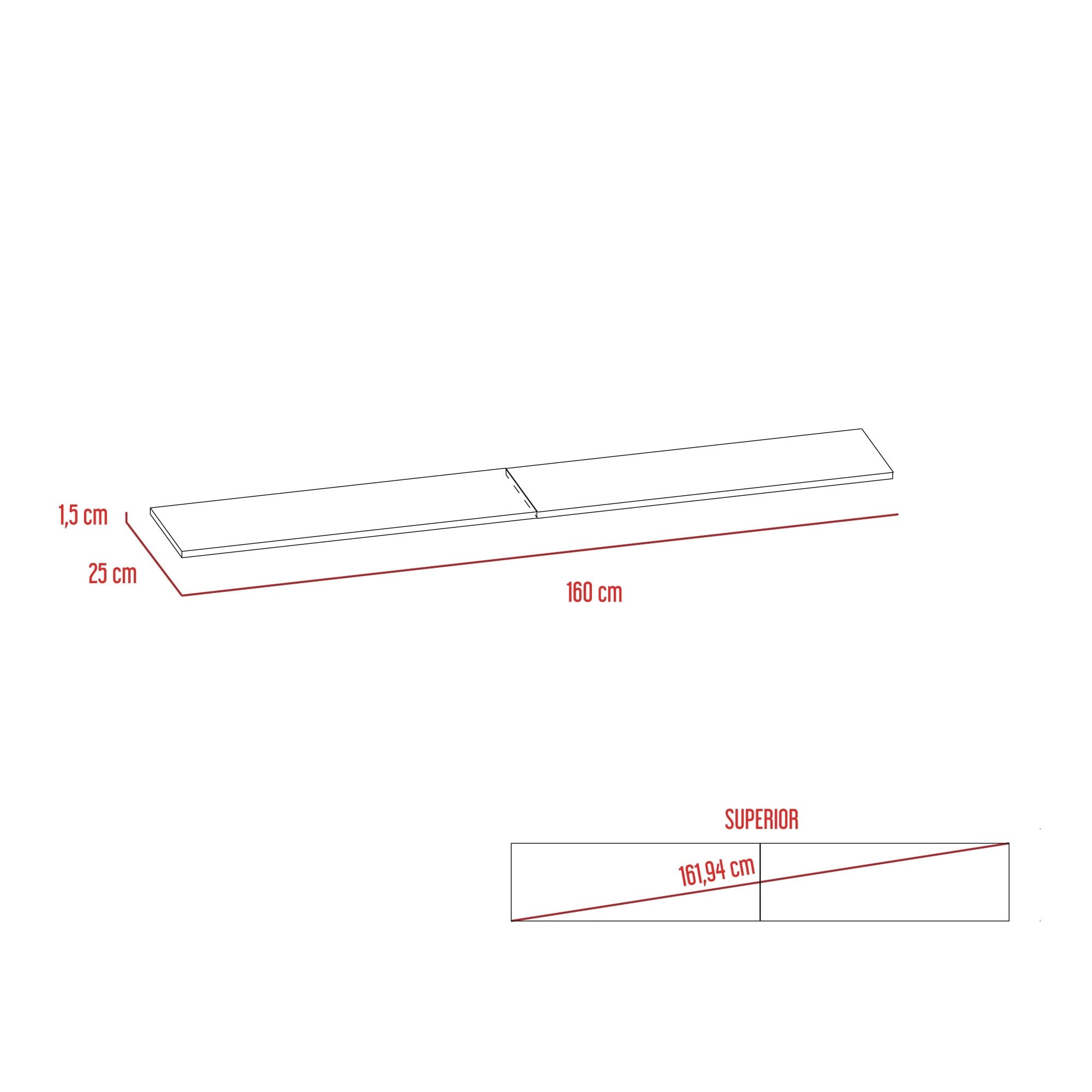 SET DE 2 REPISAS VASSEL 1,5X160,0X25,0 CM - 5