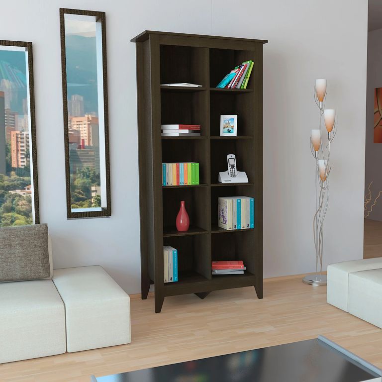 LIBRERO ESSENTIAL 10 ESPACIOS WENGUE 180X86.5X40.7 CM - 1