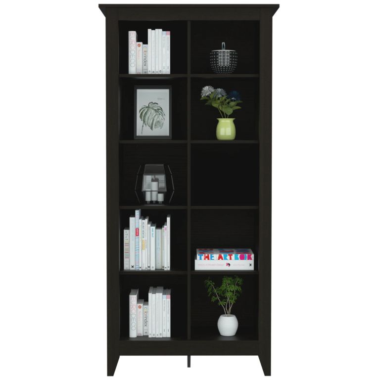 LIBRERO ESSENTIAL 10 ESPACIOS WENGUE 180X86.5X40.7 CM - 4