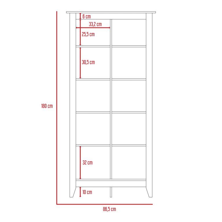 LIBRERO ESSENTIAL 10 ESPACIOS WENGUE 180X86.5X40.7 CM - 7