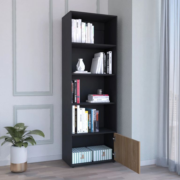 BIBLIOTECA 1 PUERTA FUNES ECO WENGUE 180,0X60,0X35,3 CM - 2