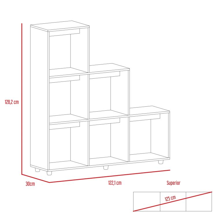 BIBLIOTECA ESCALERA SALAMANCA 3 NIVELES WENGUE 128,2X122,1X30,0 CM - 6
