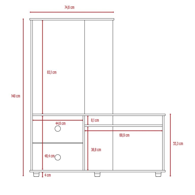 ESTANTE TV 50 MAGALLANES WENGUE 140,0X120,0X40,0 CM - 7