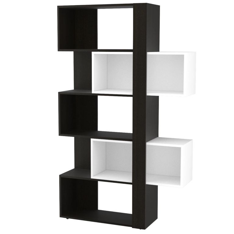 BIBLIOTECA 2 MODULOS MÓVILES BEIJING WENGUE Y BLANCO 161,5X70,2X28,6 CM - 5