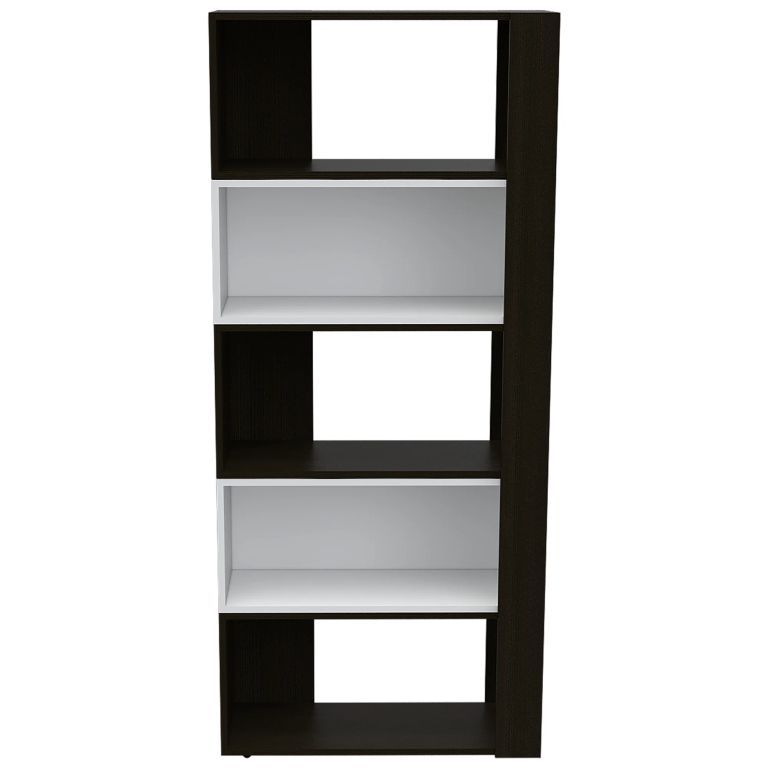 BIBLIOTECA 2 MODULOS MÓVILES BEIJING WENGUE Y BLANCO 161,5X70,2X28,6 CM - 6