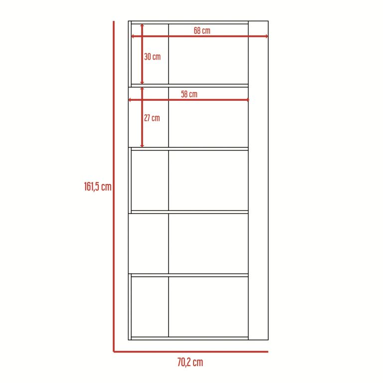 BIBLIOTECA 2 MODULOS MÓVILES BEIJING WENGUE Y BLANCO 161,5X70,2X28,6 CM - 8