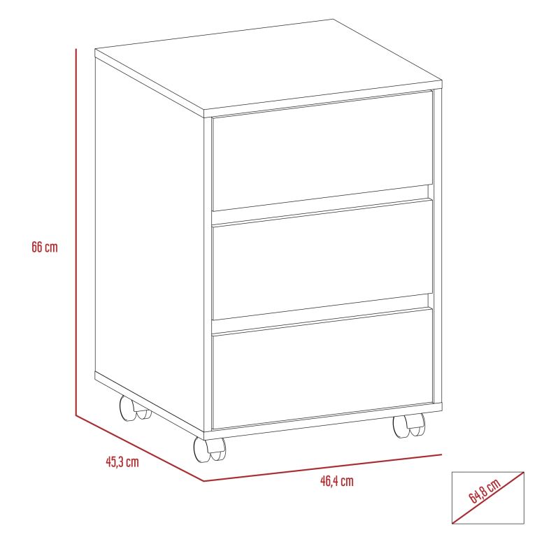 ARCHIVADOR CON RUEDAS 3 CAJONES OFFICE WENGUE 66,0X46,4X45,3 CM - 7