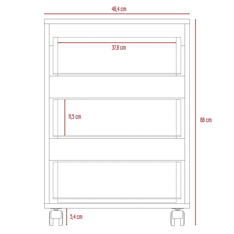 ARCHIVADOR CON RUEDAS 3 CAJONES OFFICE WENGUE 66,0X46,4X45,3 CM - 8