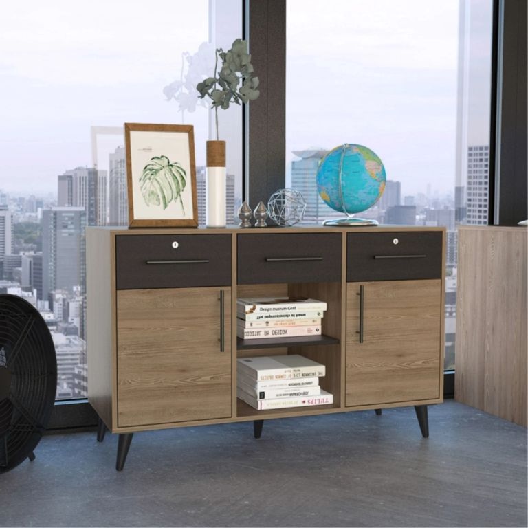 ARCHIVADOR 2 PUERTAS 3 CAJONES BILBAO MIEL Y WENGUE 74,0X116,8X45,6 CM - 1