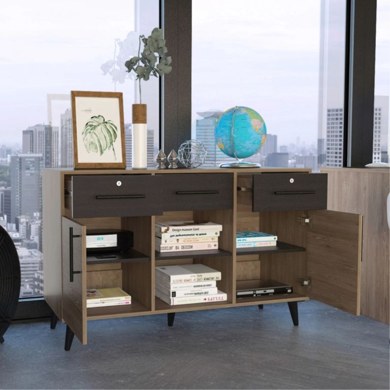 ARCHIVADOR 2 PUERTAS 3 CAJONES BILBAO MIEL Y WENGUE 74,0X116,8X45,6 CM - 2