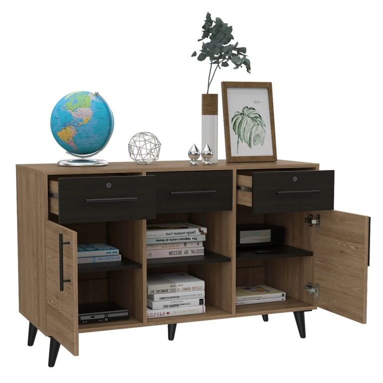 ARCHIVADOR 2 PUERTAS 3 CAJONES BILBAO MIEL Y WENGUE 74,0X116,8X45,6 CM - 6