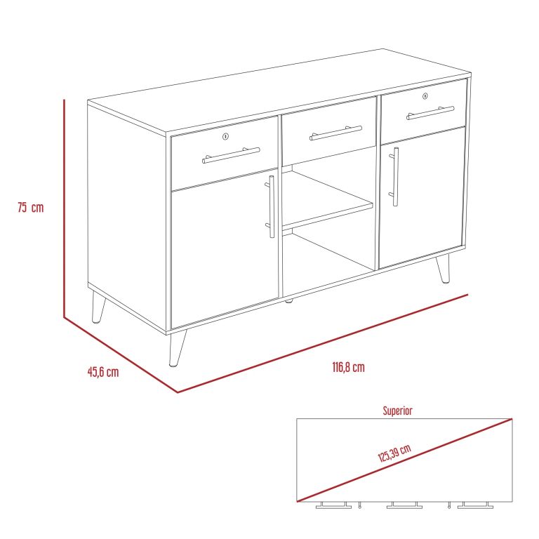 ARCHIVADOR 2 PUERTAS 3 CAJONES BILBAO MIEL Y WENGUE 74,0X116,8X45,6 CM - 7