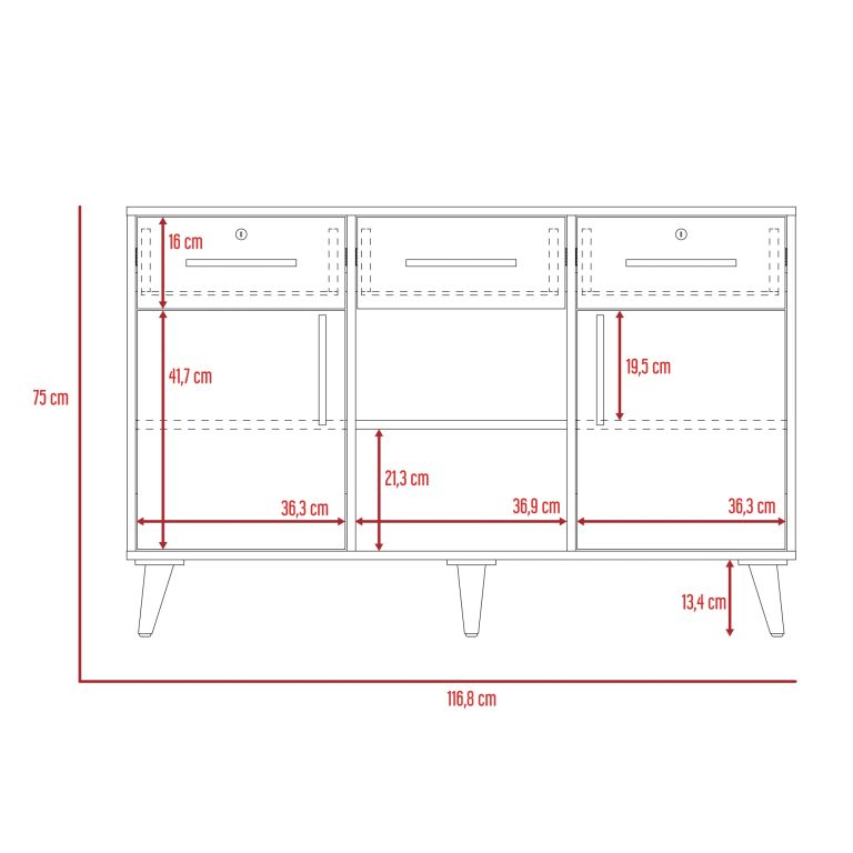 ARCHIVADOR 2 PUERTAS 3 CAJONES BILBAO MIEL Y WENGUE 74,0X116,8X45,6 CM - 8